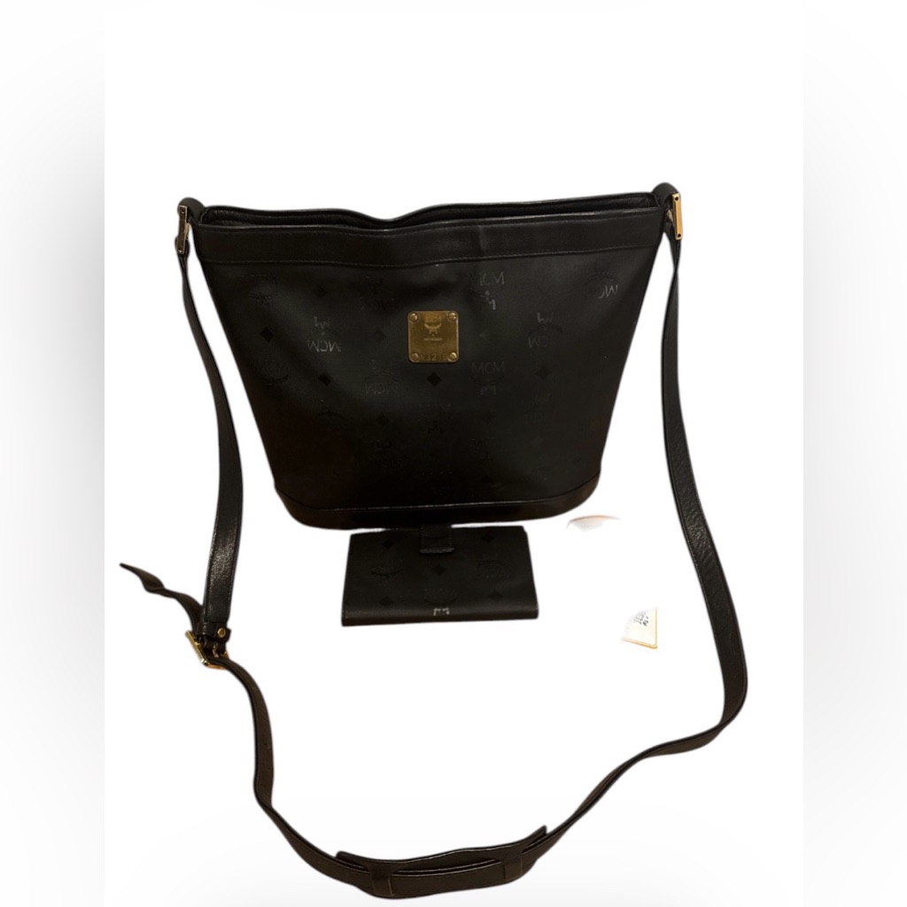 Mcm Monogram Black Shoulder Bag & Wallet Bundle